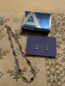 Juego de pendientes collar vintage AVON NR Nina Ricci piedra azul plateado firmado - Imagen 1 de 6