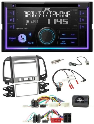 JVC Lenkrad USB 2DIN DAB Bluetooth CD Autoradio für Hyundai Santa Fe 10-12 3 Sch - Bild 1 von 4