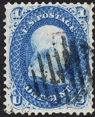 U.S. Classic #63 F/VF 1 cent blue Franklin with a Grill CXL '23 CV $30.00 - Image 1 of 2