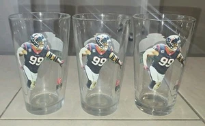 Lot Set of 3 JJ Watt Houston Texans NFL Football Papa John's Pizza Pint Glasses - Picture 1 of 12