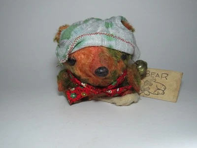 Mr. Greensleeves Peng Peng Bär 3,5" OOAK handgefertigt Batik Mohair - Bild 1 von 4