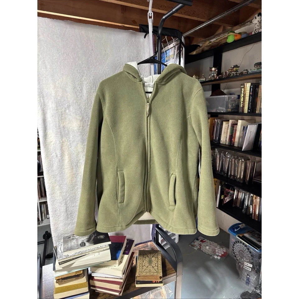 Chaqueta Denim & Company Cremallera Frontal Valla Sherpa Forrada Con Capucha Oliva Para Mujer L Foto 1 de 4