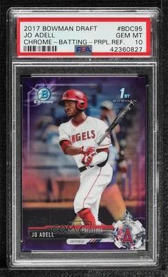 2017 Bowman Draft Chrome Purple Refractor /250 Jo Adell #BDC-95 PSA 10 GEM MT - Image 1 of 2