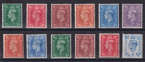 GB GVI 1941-51 SG 485-490 + 503-508 DEFINITIVE SETS (12) MM CAT £7.50 - Picture 1 of 2