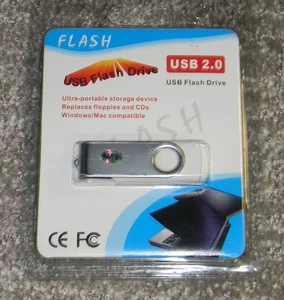64GB USB Flash Drive - USB 2.0 - Windows / Mac - Silver & White - Picture 1 of 2