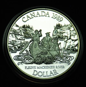 1989 1 $ Silber PP zur Feier der Reise auf den Mackenzie River - Bild 1 von 2