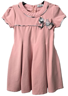 Mayoral Plaid Bow Pleated Dress 3T Stretch Pink Gray Church Easter Country Club - Image 1 of 4