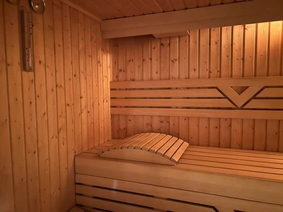 Sauna custom made South African wood built by Finnish master 8' W x 7' D x 6'H F - Image 1 of 4