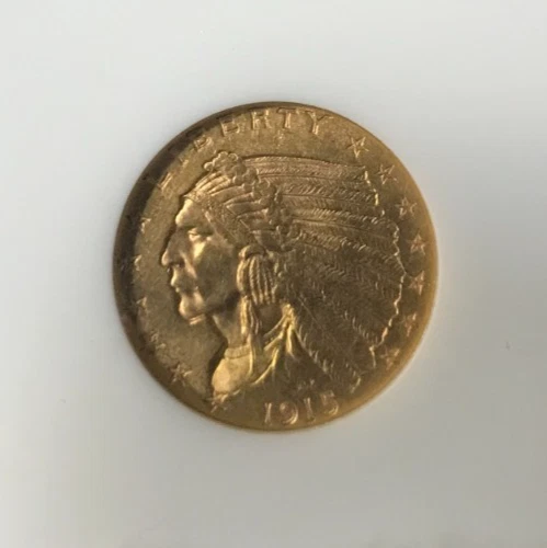 1915 2.50 gold indian quarter eagle NGC AU 50 - Image 1 of 4