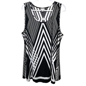 Avenue Women's Black and White Long Tank Top, Scoop Neck, Plus Size 22 / 24 - Bild 1 von 6