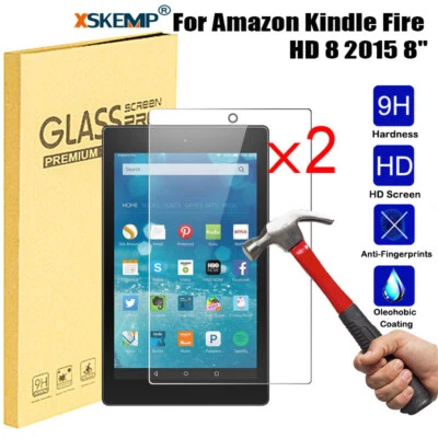 2Pcs For Amazon Kindle Fire HD 8 HD10 5th 7th 9H Tempered Glass Screen Protector - Image 1 of 4