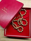 Vintage Kenneth Jay Lane Glass Faux Pearls Necklace Gold Colour Boxed Signed