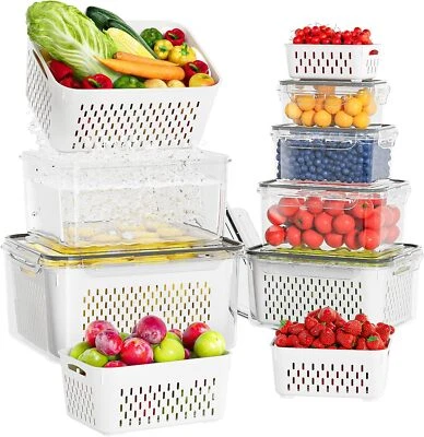 Contenedores de comida de plástico para cocina de 6-18 piezas con tapas de almacenamiento herméticos para preparación de comidas Foto 1 de 4