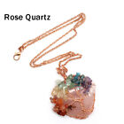Natural Heart Tree of Life Wire Wrapped Crystal Quartz Pendant Necklace Stone