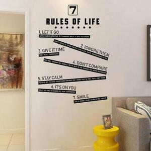 7 Rule Of Life Motivational Wall Mural Sticker Art Home Decal Inspirational Post