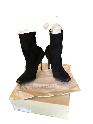 BOTAS DE TOBILLO STELLA MCCARTNEY NEGRAS TACÓN DE AGUJA VEGANAS REINO UNIDO 5.5 NUEVAS Foto 1 de 4