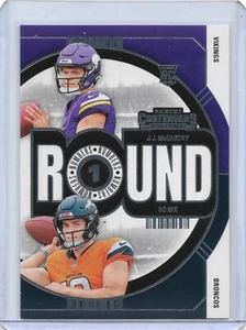 2024 Panini Contenders Round Numbers #4 J.J. McCarthy/Bo Nix Dual Rookie Insert - Picture 1 of 2