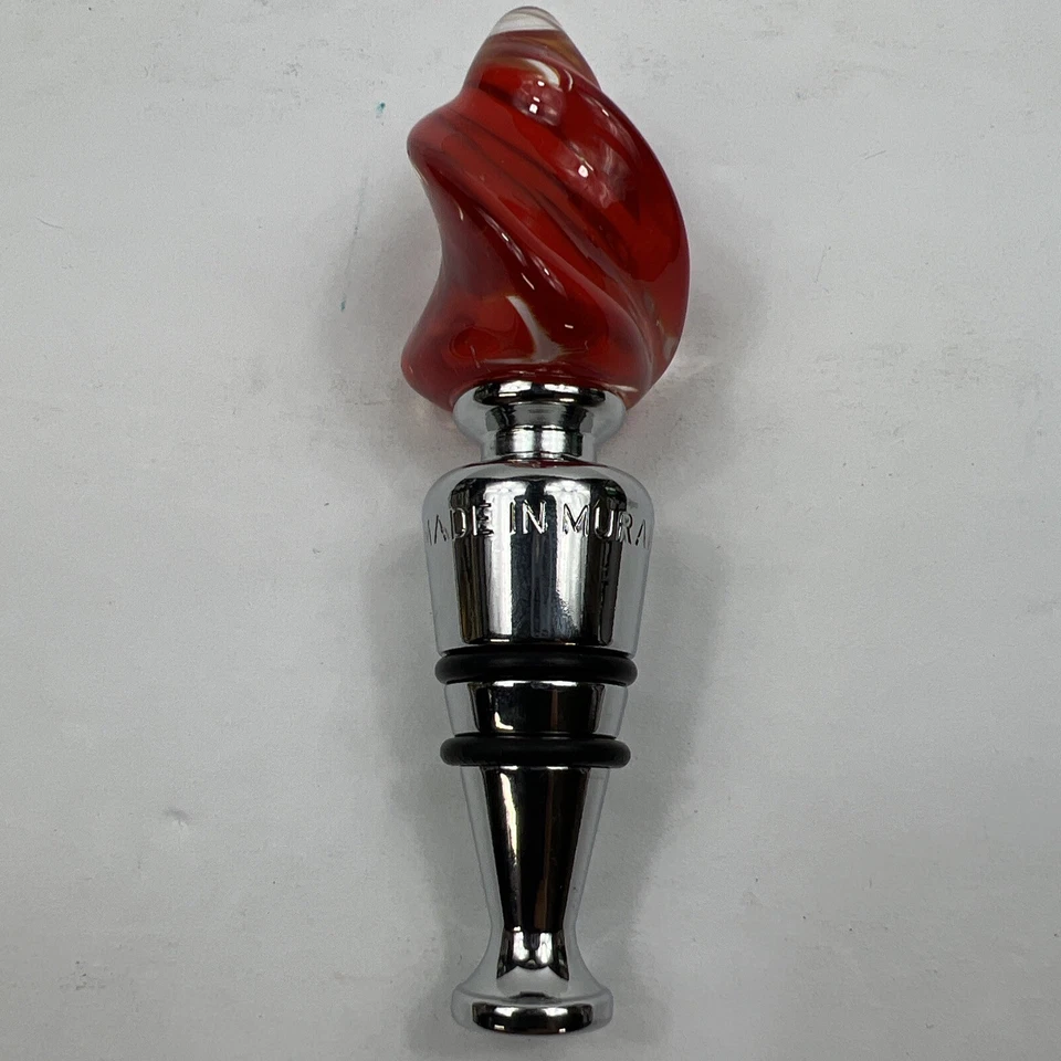 Tapón de botella de vidrio estilo Murano llama roja Capri. Hecho en Mutante. Foto 1 de 4