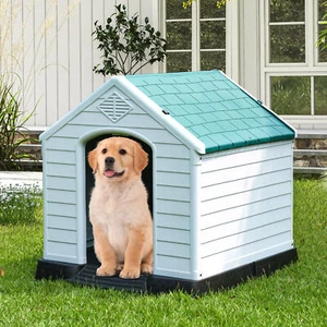 28,5 Zoll Kunststoff Hundehütte Outdoor Haustier Welpen Zwinger Wetter Wasserdicht - Bild 1 von 5