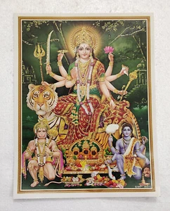 India Hindu Religious Print - God & Goddess Durga, Hanuman & Kaal Bhairav - Picture 1 of 4