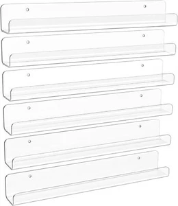 6 Pack Clear Acrylic Shelves, 12" Nursery Book Shelves for Wall, Floating - Picture 1 of 4
