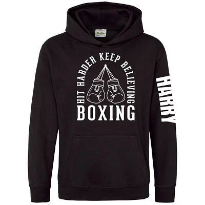 THE CLOTHING SHED Motivational Boxing Hoodie Boys Girls Gift Training Kids Gym Academy Practice