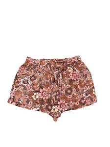 Knox Rose Large LG L Women Tie Waist Pink Brown Floral Summer Shorts - Picture 1 of 6