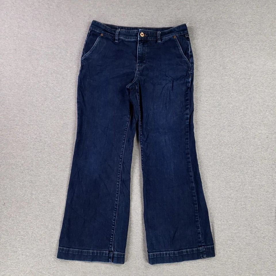 Pantalón de tiro medio Lands' End talla 8 Jean calidad denim pesado lavado oscuro Foto 1 de 4