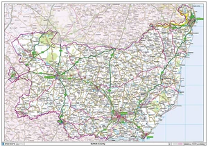 Suffolk Ceremonial County Map - County Map of Suffolk - Picture 1 of 5