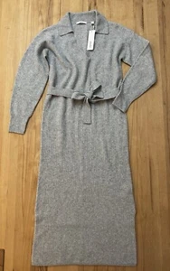 Neu Esprit Maxi Strick Kleid Wolle Mix Mit Bindegürtel Gr. S,36-38 Hellgrau - Bild 1 von 3