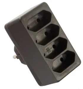 4 Quad Male Black 4x Euro Plug Multi Male Sockets - Picture 1 of 2