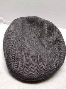 Epoch Hats Co Flat Ivy Herren L Druckknopf Krempe Logo schwarz Fischgrät Flanell gefüttert - Bild 1 von 5