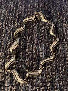 Pulsera de cadena vintage de plata esterlina de 6.5" con gemas claras - Imagen 1 de 4