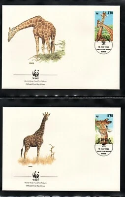 Kenya 1989 set Giraffe/WWF stamps (Michel 481/84) nice used on FDC  - Image 1 of 2
