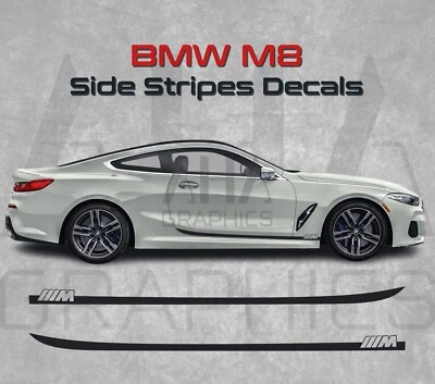 BMW M8 8 Series Coupe Side Stripes Decals M Power M Performance Side Graphics - Image 1 of 2