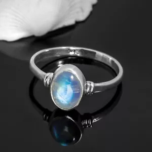 Gorgeous Oval Moonstone 925 Sterling Silver Gemstone Ring RRP £36.99 Gift Boxed - Picture 1 of 5