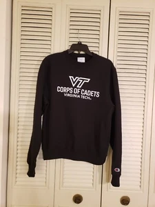 Champion Virginia Tech Corps of Cadets Black Sweatshirt Hokies VT Military Sz S - Picture 1 of 6