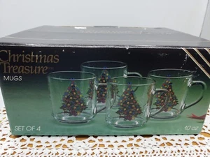 Carlton Glass Christmas Treasure Set of 4 -- 10 ounce Mugs - Picture 1 of 12