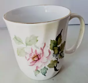 Tazza da tè Springfield inglese osso Cina bianco rosa fiore foglie verdi 9 once - Foto 1 di 8