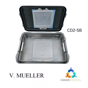 V. Mueller CD2-5B Genesis Mid-Length Sterilization Container w/ Lid & Tray 5" - Picture 1 of 5
