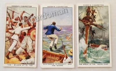 CIGARETTE CARDS · OGDEN'S · SEA ADVENTURE · 1939 · 3 CARDS · FREE UK P&P - Image 1 of 2