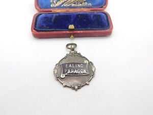 Sterling Silver & Enamel Ealing Paragon Fob Medal Pendant 1950 Birmingham
