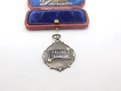 Sterling Silver & Enamel Ealing Paragon Fob Medal Pendant 1950 Birmingham - Image 1 of 3