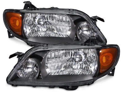 Headlights Halogen Pair Set Fits 2001-2003 Mazda Protege 4Dr Only W/Metal Bezel - Image 1 of 4