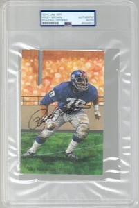 ROOSEVELT BROWN AUTOGRAPHED HOF GOAL LINE ART CARD      GIANTS      PSA SLABBED - Picture 1 of 2