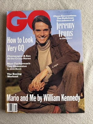 GQ Magazine November 1990 Jeremy Irons VINTAGE FASHION NO LABEL Mario Cuomo - Image 1 of 4