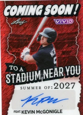 2025 Leaf Vivid Baseball KEVIN McGONIGLE Detroit Tigers Auto #ED 2/2 ROOKIE RED - Image 1 of 2