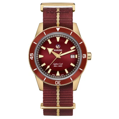 Rado Captain Cook Automatic Bronze Burgundy Canvas Strap Men's Watch R32504407 - Image 1 of 4