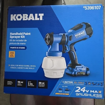 New Sealed KOBALT 24V Battery Handheld HVLP Paint Sprayer w/Battery/Charger/Bag - Image 1 of 3