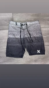 Hurley Boys Size 8 Swim Trunks Black Gray Logo On Front - Picture 1 of 6